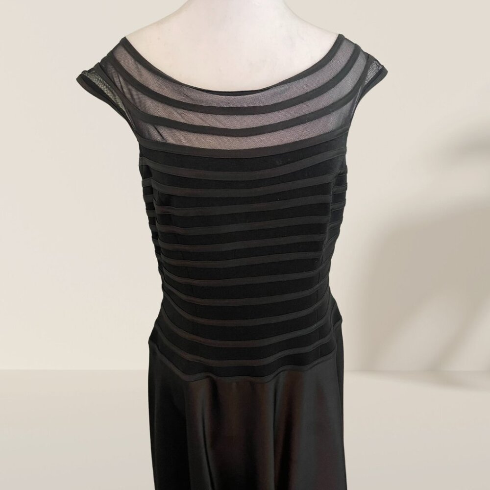 JS Collections Black Sheer Striped Evening Gown - Size 10 - Picture 5 of 6